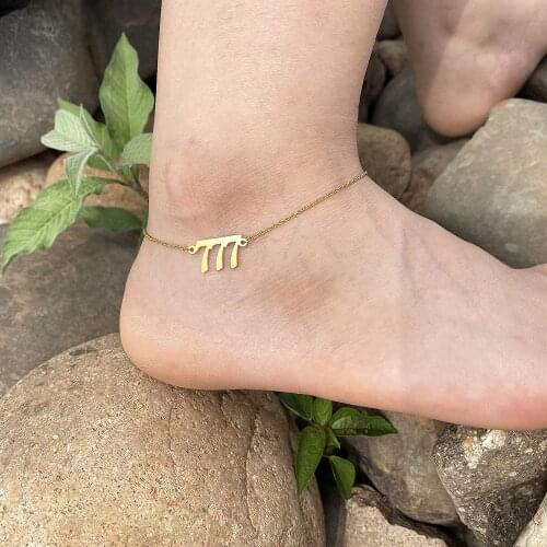Angel Number Anklets For Women 111 222 444 555 666 777 888 999 Anklets Stainless Steel Ankle Bracelet Jewelry Tobilleras Mujer