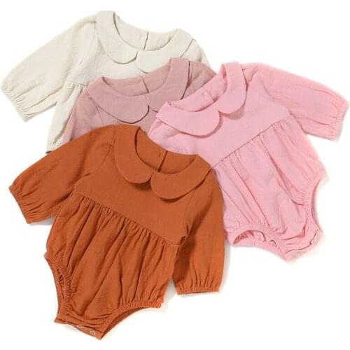 Toddler Girls Clothes Spring Autumn Baby Clothing Solid Color kids Bodysuits Long Sleeve Baby Girl Rompers 0-18 Months Outfits