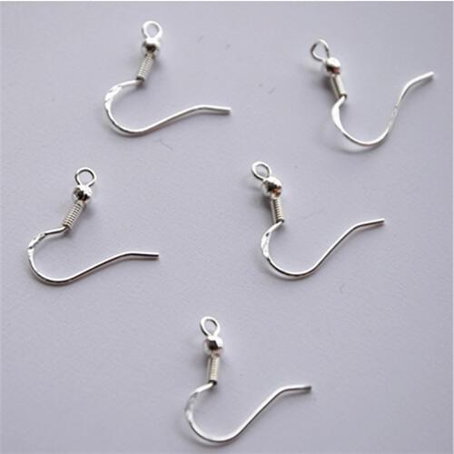 Wholesale 500PCS Lot 18mm 925 Sterling Silver Earring Hooks Ball Jewelry Accessory Findings Ear Wire