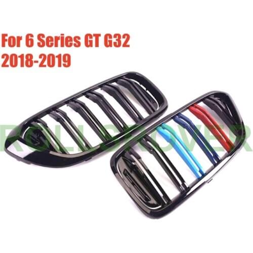 ROLLSROVER Black ABS Front Bumper Grille For BMW 6 Series GT G32 2018-2019 3 Colors Double Strip Car Tuning