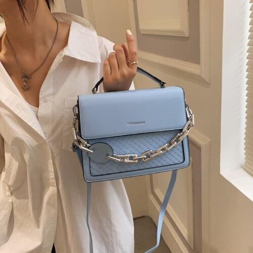 Luxury Brand Thick Chain With Handle Shoulder Bags for Woman 2022 Small Square Bag High Quality Leather Handbag