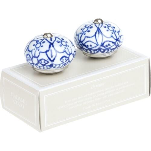 Turkish Ethnic Pattern Tiled Porcelain Cabinet Double Drawer Handle