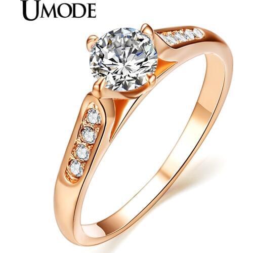 UMODE 1ct Top CZ Wedding Finger Rings for Women Engagement Classic Gold Color Vintage Jewelry bague femme argent JR0075A