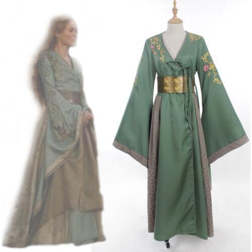 Cersei Lannister Green Dress Costume Adult Womens Halloween Carnival Cosplay Costume