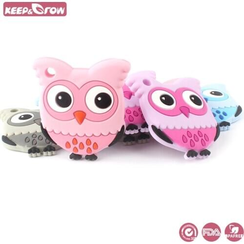 Keep&Grow 1pc Owl Silicone Baby Teethers Food Grade Silicone Cute Toddle Teether Teething Necklace Products Pacifier