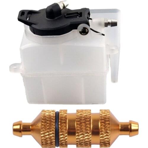 1Pcs RC 02004 Fuel Tank For HSP 1:10 Nitro On-Road Car Buggy Truck & 1Pcs Upgrade Aluminum Alloy 1/10 Fuel Filter Spare Parts Fo