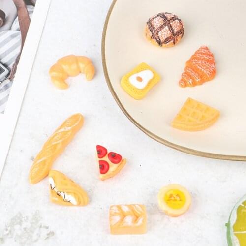10pcs 1:12 Dollhouse Miniature Simulated Bread Egg Tarts Pizza Craft Accessories Random Color