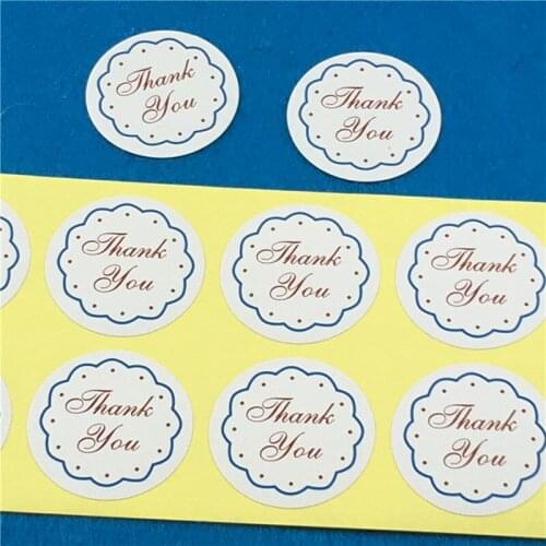 100Pcs/Lot 3x3cm Thank You Series Of Circle Cute Bright Stickers With Garland Shape And Some Dots White Self Adhesive For Gifts
