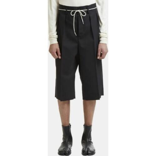 27-44 Original 2021 New Mens Casual Black Draped Calf-length Pants Hairstylist Tide Cropped Trousers Plus Size Singer Costumes