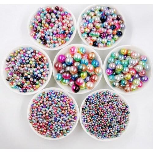 3-12mm Multi Size Option about 10-500Pcs/lot Ramdon Mix Color with Hole Pearl Round ABS Beads for DIY Craft Scrapbook Decoration