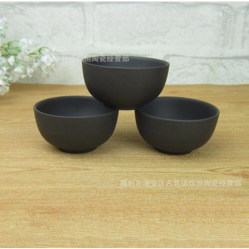 3 Pcs Purple Clay Ceramic Tea Cup Set 60ml Big Capacity Black Teacup Cups Teacups Kung Fu A+ Quality Porcelain Gift