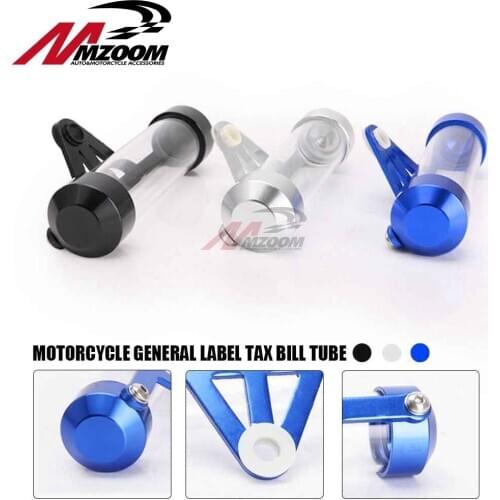 Motorcycle tax tags, tax buckets, tube form tax tags, tax tag holders