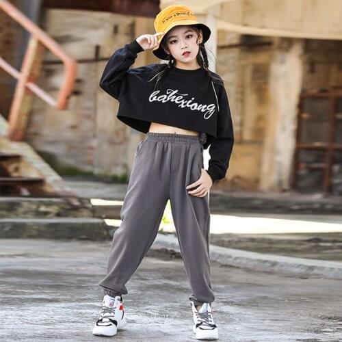 Children Jazz Dance Costumes Girls Hip Hop Clothing Casual Loose Tops Pants Hiphop Practice Wear Street Outfits Rave Wear BL5718