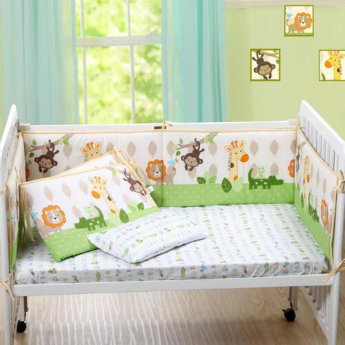 Cute Cartoon Cotton Baby Bumper monkey Lion Deer Bed Crib Bumper for Baby Crib Protector of Baby Cribs for Newborns Bedding 4pcs