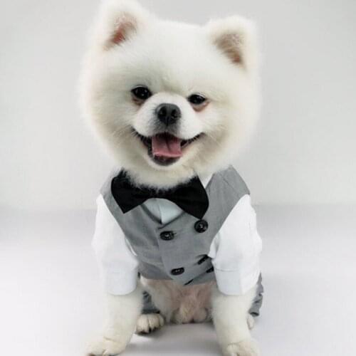 Gentleman Dog Clothes Wedding Suit Jacket Formal Shirt For Small Dogs Jumpsuit Shirt Pet Outfit Halloween Christmas Costume