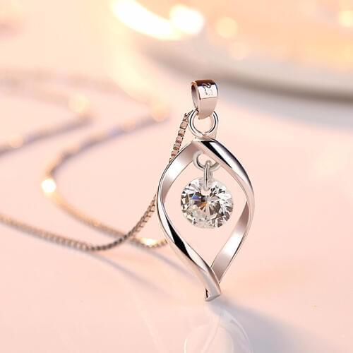 2020 Elegant AAA Zircon Pendant Necklaces Women Female Minimalist Twist Design Crystal Necklaces & Pendants Fashion Jewelry Gift