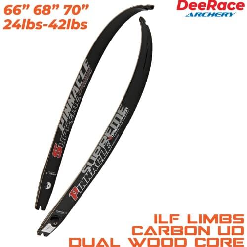 【Hyper Carbon Performance】66“ 68” Recurve Bow ILF Limbs 24lbs-42lbs With Dual Wood Core Carbon UD Target Bow Limbs