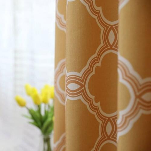 Custom American Geometric Graphic Cotton and Linen Printed Curtains Nordic for Living Room Bedroom Geometric Graphic Curtains