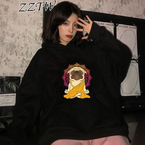 Buddha Pug Dog Hoody Autumn Fashion Print Lady Women Hoodie y2k tops Graphic Hoodies Female womans Oversized Sweatshirts
