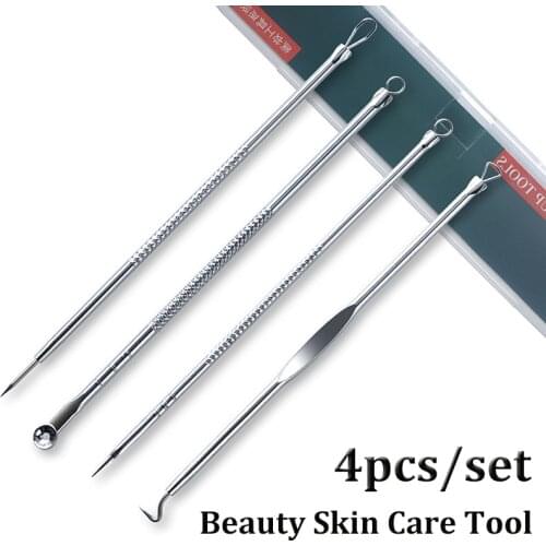4pcs/set Dual Heads Acne Needle Blackhead Blemish Squeeze Pimple Extractor Remover Spot Cleaner Beauty Skin Care Tool Wholesale