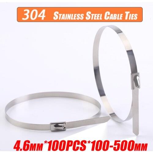 4.6 100PCS 304 Stainless CabL Tie Steel Tie and Iocking Cable Ties Stainless Steel Cable Ties Steel Metal Ties national standard