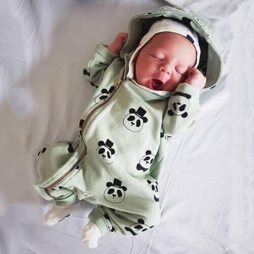 New 0-24M Cartoon Hooded Zipper Romper Baby Girl&boys Clothes Babygirl Onesie New Born Baby Clothes Infant Little Girls Outfits