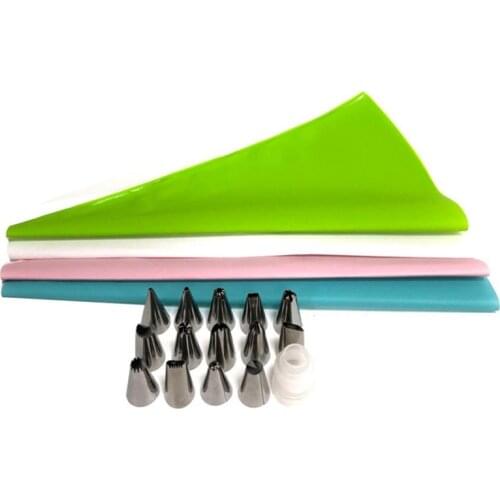 16Pcs/Set Nozzles Pastry Icing Piping Tips Bag Converter Confectionery Stainless Cream Baking Decorating Cake Scraper