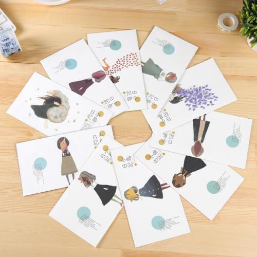 50pcs /set Stationery Isle Diary Small Fresh Colour Hand Inbetweening Envelope Accept Paper Bag Girl Originality Invitation Card