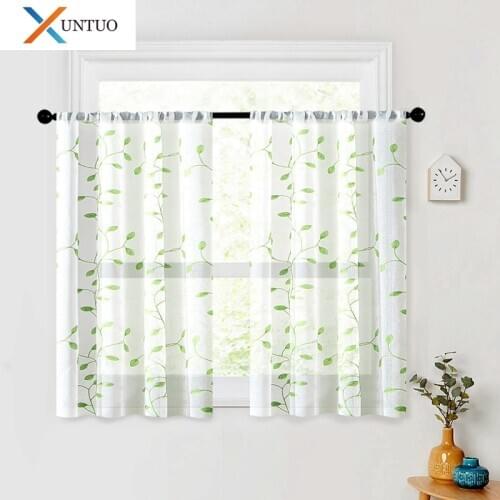 Embroidered Short Curtains for Living room Tulle Window Curtains for the Kitchen Sheer Voile Curtain Window Screening Treatment