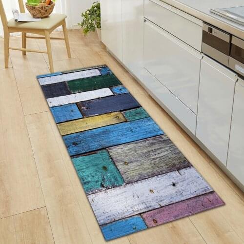 Kitchen Mat Bedroom Living Room Carpet Entrance Doormat Home Hallway Balcony Floor Wood Pattern Bathroom Anti-Slip Long Rug