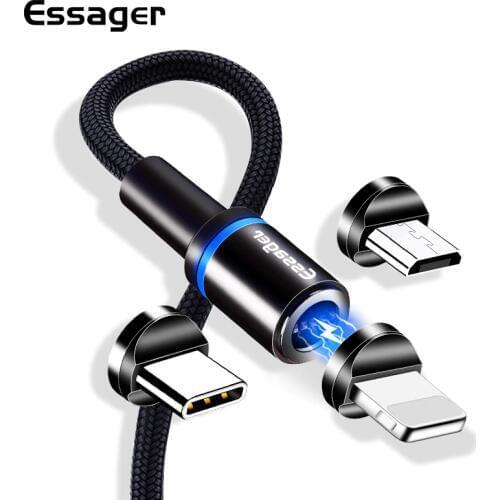 Essager Magnetic Charger Micro USB Cable For iPhone Samsung Android Fast Charging USB Type C Cable 3m Type-C Cord Magnet Adapter