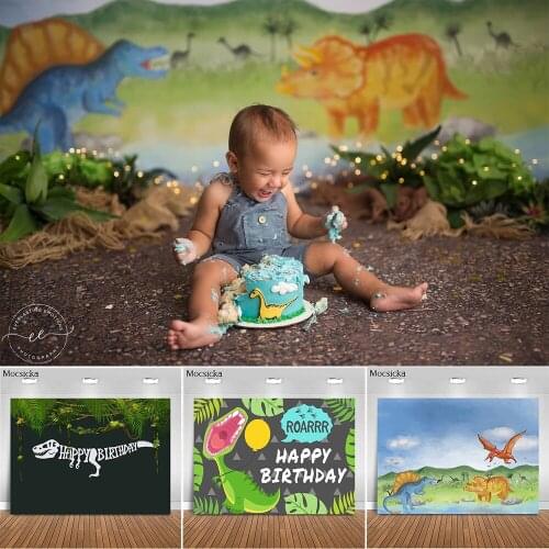 MOCSICKA Dinosaur Jurassic World Background Studio Photo Child Birthday Safari Jungle Adventure Party Photo Background