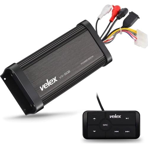 Marine Bluetooth Class D Amplifier 150×2 Channel Peak @40hm Speaker with Wired Remoto,Bridgeable to 300W×1@80hm