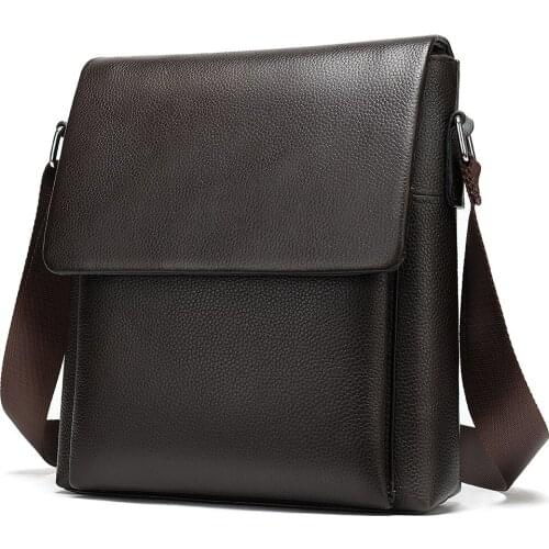Genuine Leather Mens Shoulder Bag Business Messenger Bags Big Male Black Crossbody Bags for Men Bag Natural Skin Man Handbags