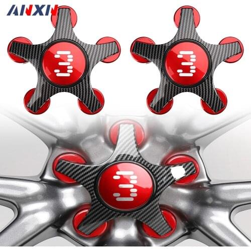 Center Caps Hub Caps Cover Modification Kit for Tesla Model 3 Car ABS Paint Modification Wheels/Rims Cap Kit 4pcs/Set