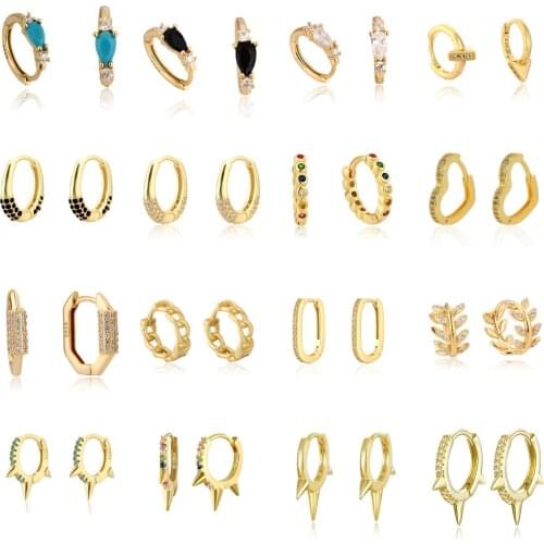 SilJew New Real 100% 925 Sterling Silver Luxury Round Turquoise Blue Zircon Hoop Earrings for Women Princess Jewelry Accessories