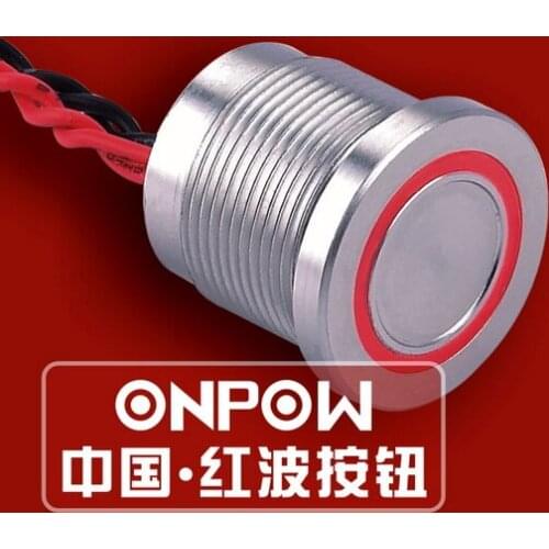 ONPOW 19mm IP68 Thin ring illuminated Aluminium Alloy/Stainless steel piezo switch (PS193P10YT) CE,RoHS