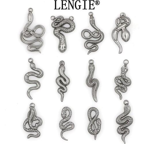 Stainless steel Snake Pendant Charms DIYJewelry Python for Necklace Bracelets Accessories Making Wholesale