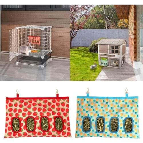 Rabbit Hay Feeder Bag Hanging Feeding Hay for Chinchilla Small Animals Bite Resistant Easy to Clean Portable