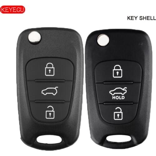 KEYECU 3 Button Remote Car Key Shell Flip Key Case Replacement for Hyundai I30 IX35 I30 I40 Solaris Accent Elantra Verma