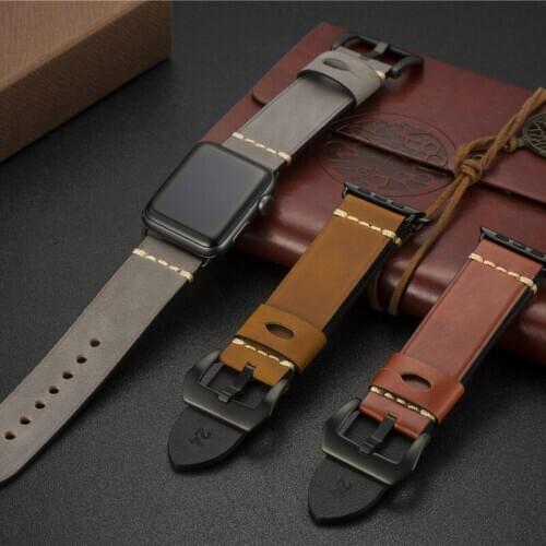 Genuine Leather Strap for Apple Watch 5 4 Watch Band for Iwatch 44mm 42mm Classic Band Bracelet Loop Leather Belt Watchband