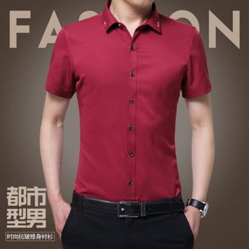 2021 New Arrival Brand Mens Summer Business Shirt Short Sleeves Turn-down Collar Tuxedo Shirt Shirt Men Shirts Big Size 5XL