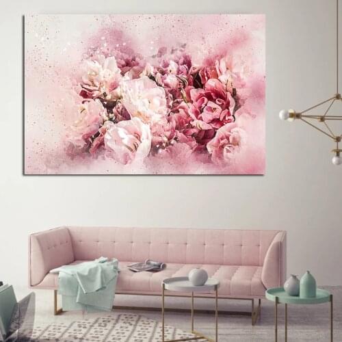 Nordic Painting Abstract Pink Peony Flower Poster And Print Wall Art Pictures for Living Room Home Decor No Frame