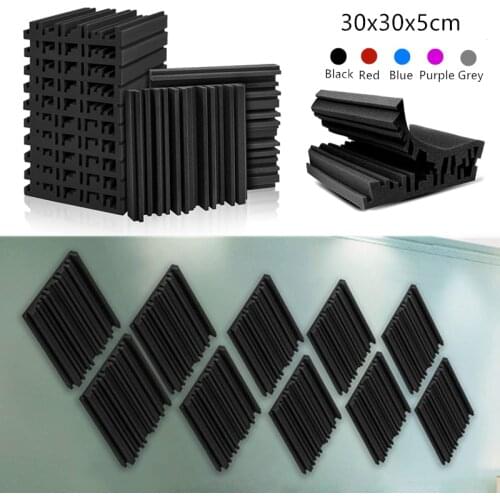 12/24Pcs 30x30x5cm Studio Acoustic Foam Panels Soundproof Sponge Drum KTV Room Absorption Treatment Wall Sound Foam 5Colors
