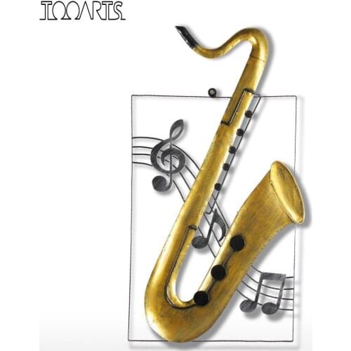 Tooarts Saxophone Musical Elements Figurine Ornament Modern Metal Home Decor Themed Wall Hangings Decor Instrument Craft Gift