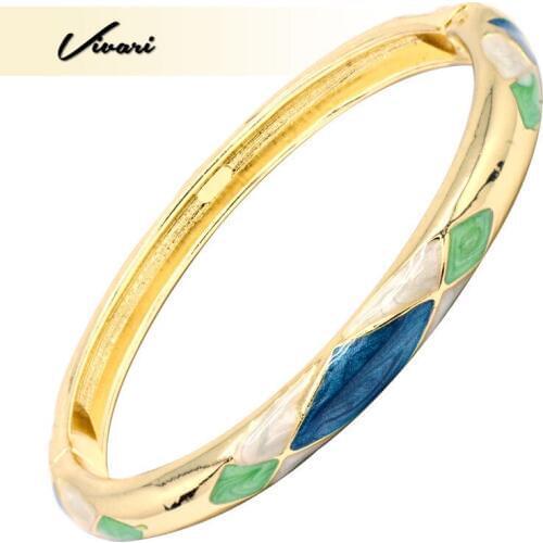 Vivari 2019 New Simple Fashion Jewelry Gold Closed Ladies Copper With Colorful Pattern Epoxy Bracelet
