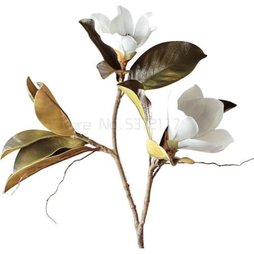 High quality Decorative Artificial Flowers Super Beautiful luxury Fake Magnolia Home Coffee Shop Decor Display Silk Flowers