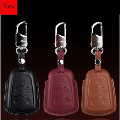 High-Quality Leather Car Smart Key Case Cover for Cadillac XT5 New XTS XT4 CT6 ATSL XT6 2020 models Car Accessories