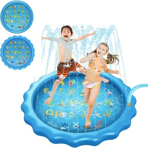 Funny Inflatable Summer Splash Sprinkle Sprinkler Playmat Play Mat Outdoor Water Toy for Kids Children 170cm