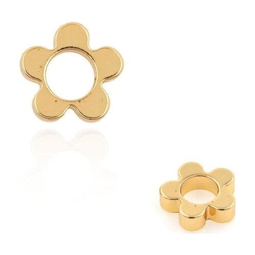 10PCS Hollow Flower-Shaped Necklace, Spacer Beads, Gold Bracelet Pendant, DIY Accessories 10x10mm